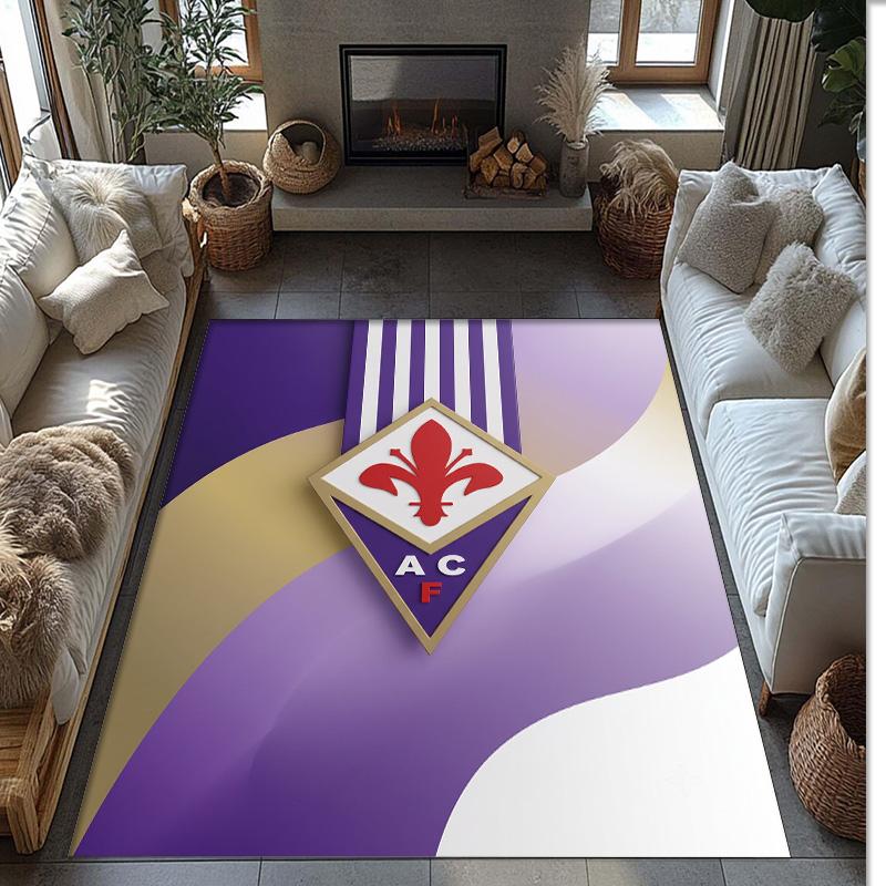 Fiorentina FC Soccer Football Pattern Soft Area Rug Non Slip Indoor Floor Carpet Sports Decor Mat for Bedroom