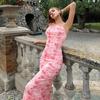 Cross-Border Foreign Trade Women's Independent Station 2025 Summer Sexy Spaghetti-Strap Floral Print Long Dress Sleeveless Slim Fit Hip Dress