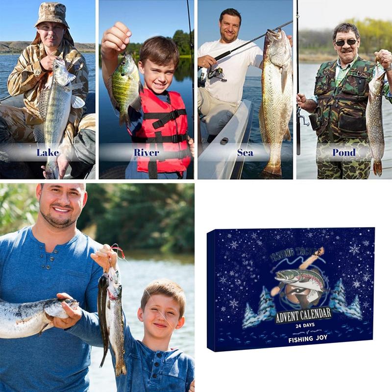 2024 Fiskebete Jul Nedräkningskalender Fiskedrag 24 Dagar Jul Adventskalender Realistisk Design Fiskeleksaker