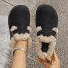 2025 Fashion Autumn Winter Plush Buckle Warm Cotton Slippers Casual Large New Hair Half Slipper Cotton Shoes Women Snow Boots