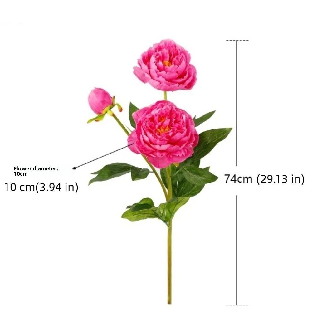 Real Touch Artificial Peony Flower 3 Heads Cotton Rose Fake Flower  Wedding Party