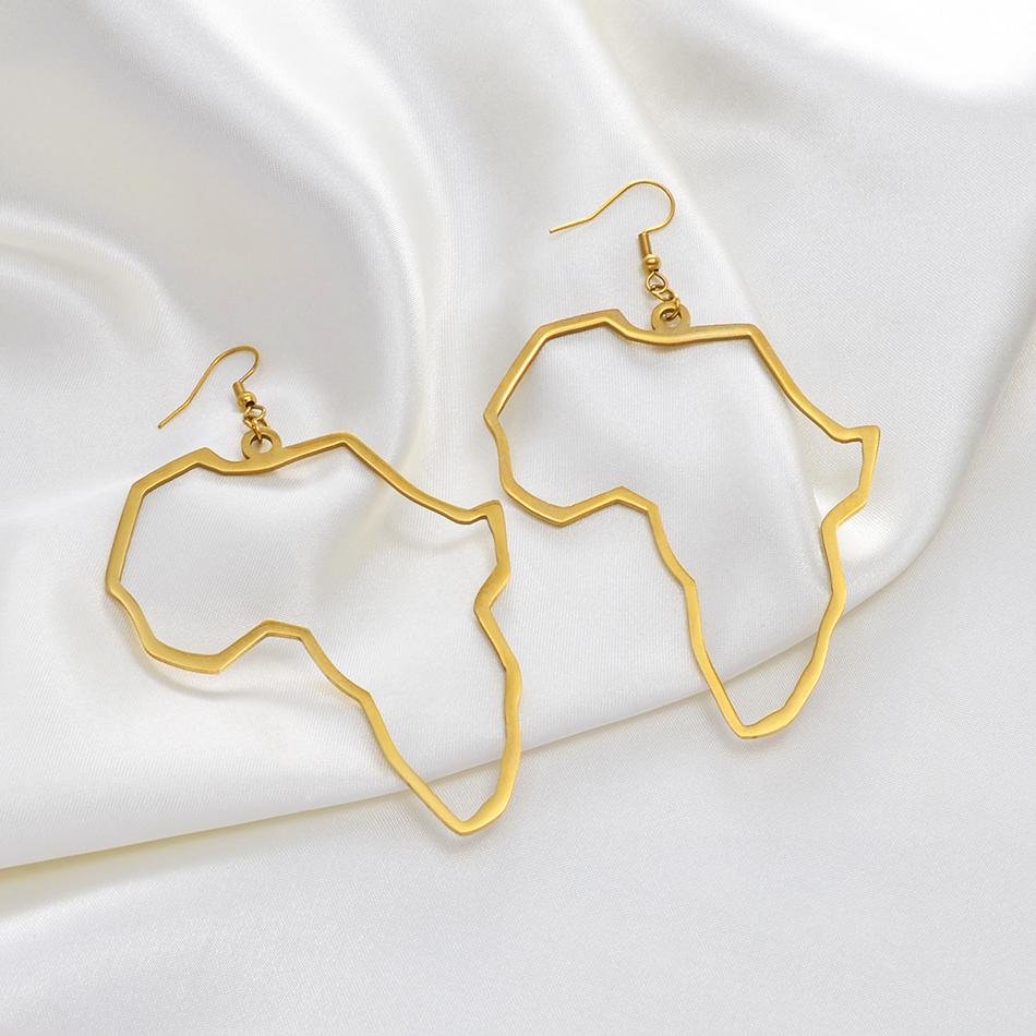 Anniyo Big Earrings Africa Map Exaggerate Larger Earring Gold Color African Ornaments Traditional Ethnic Hyperbole #144521