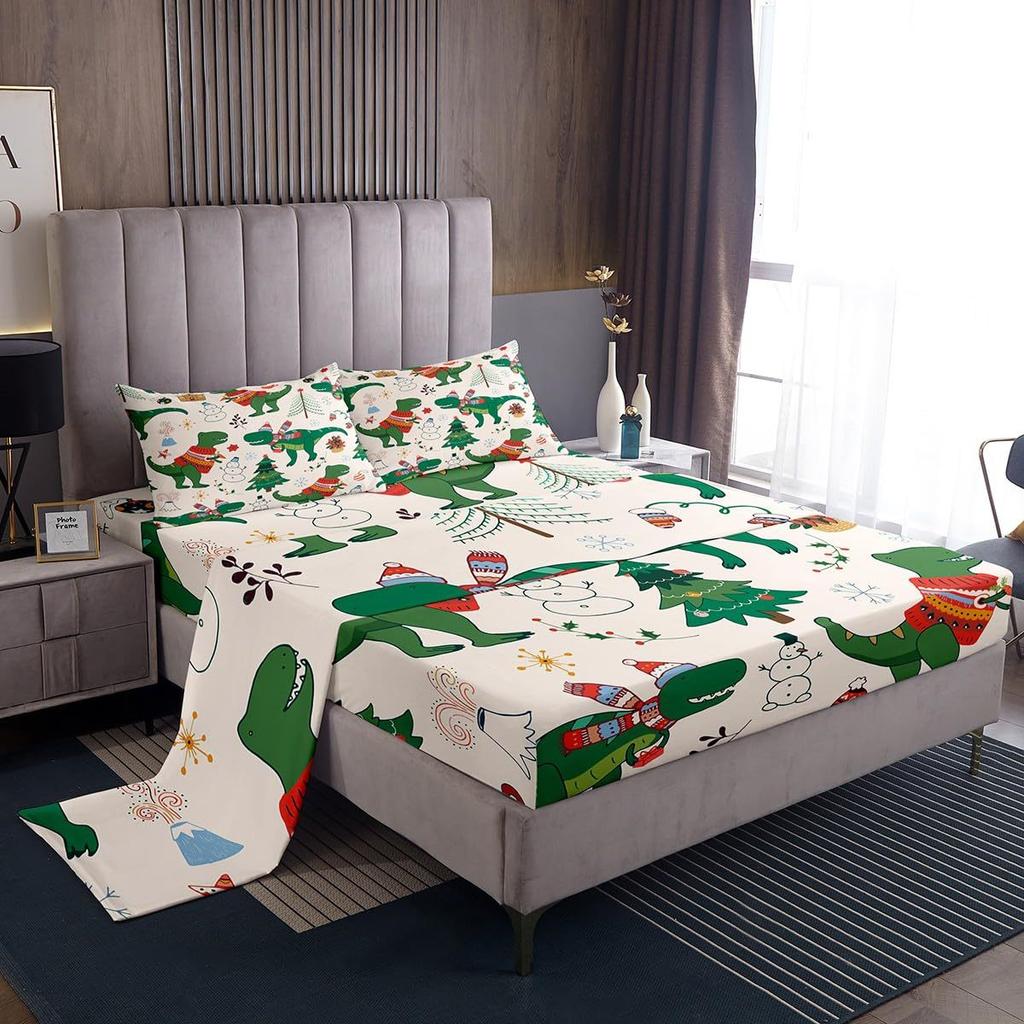 Christmas Theme Pattern Mattress Four-Piece Bedding Set Bedroom Dormitory Bedding Decoration