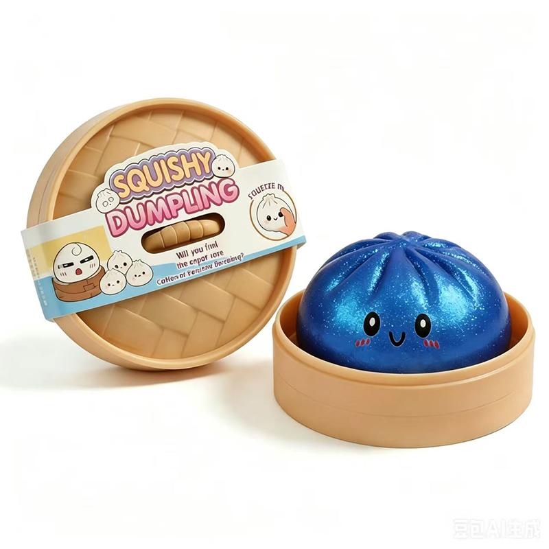 Nieuwe Glitter Dumpling Glitter Dumpling Squishy met Doos Dumplings Sensorisch Knijpspeelgoed voor Stressverlichting S