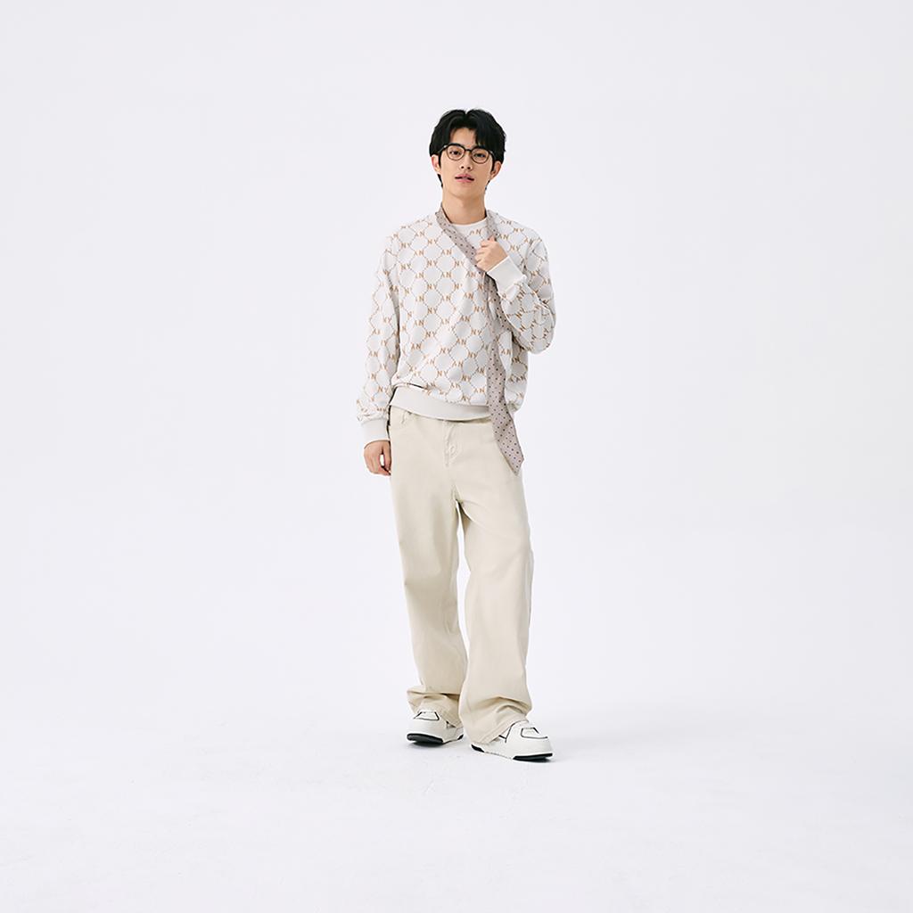 New MLB New York Yankees Old Flower SS25 Sweatshirt Unisex Ivory White 3AMTM0151-50IVS