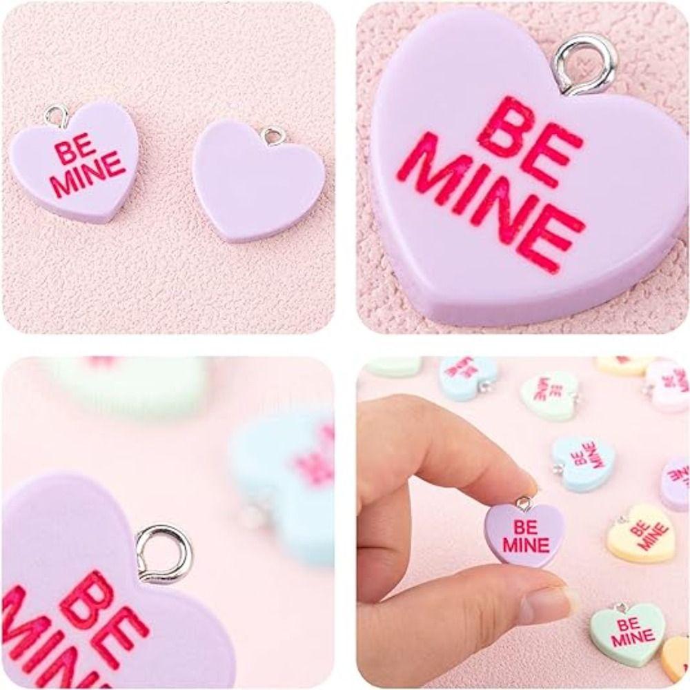 Resin Heart Charms Multicolour Charms Pendant Love Handmade Crafts Lovers