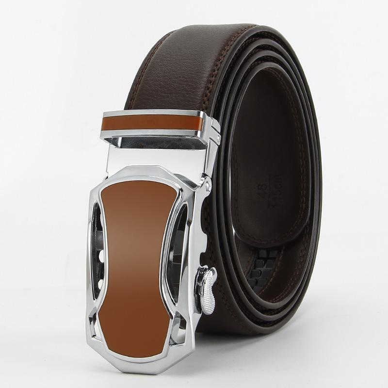 New Style of Men's Real Cowhide Belt Automatic Buckle Multi Color Business and Casual Second layer Cowhide Belt