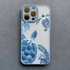 Cool Ocean Turtle Phone Case For iPhone 16 11 12 13 Pro Max Mini 15 14 Pro Max 7 8 Plus X XR Sea Blue Turtle Design Covers