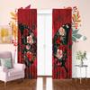 2PCS- Red butterfly - printed curtain, -100% polyester material, suitable for bedroom curtains and living room decoration.