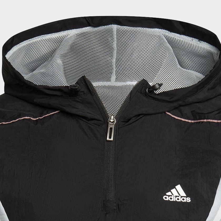adidas Logo Print Loose-Fit Workout Hoodie Women Sweatshirt Black HZ9709