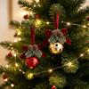 Small Christmas Tree Hanging Ornaments with Velvet, Bell and Pinecone for Holiday Scene Decor