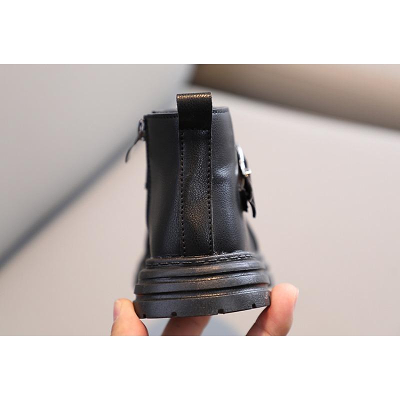 Children's Martin Boots Autumn New Black Leather Boots Boys' Short Boots Girls' British Single Boots Big Children's Leather Shoes