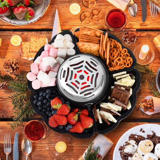 2-in-1 Elektrischer S'more Maker Fonduetopf Flammenloser Heizer mit 3 Temperaturreglern