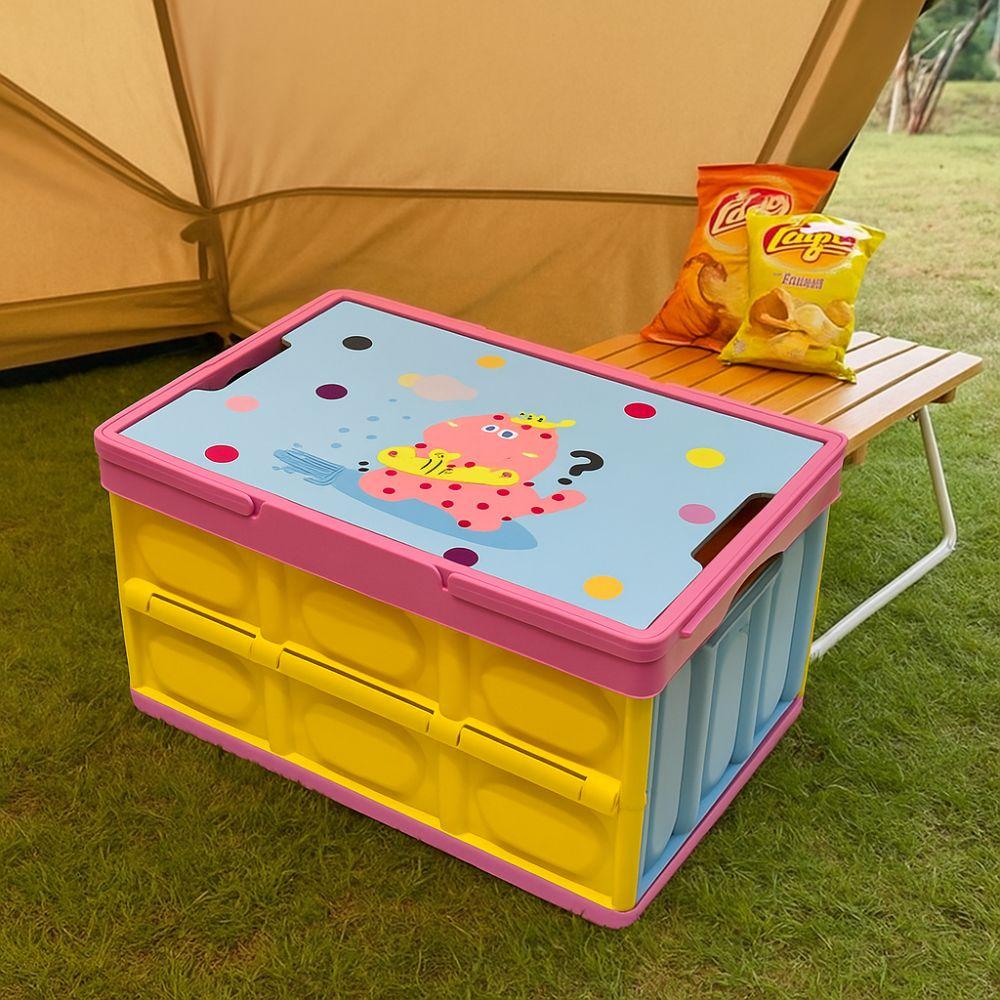 Cartoon Folding Storage Box Cat Pattern Stackable Crate Portable Storage Box Trunk