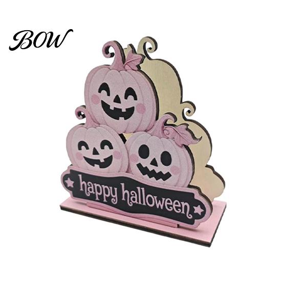 Macaron Color Halloween Decor Wooden Napkin Holder, Cute Pastel Pumpkin Ghost Black Cat Tabletop Tissue Dispenser, Holder Waterproof Decorative Stand
