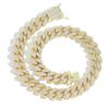 Hip Hop Mens Necklace 18mm Wide Prong Cuban Link Chain 18K Gold Plated Full Baguette Cubic Zirconia Chain