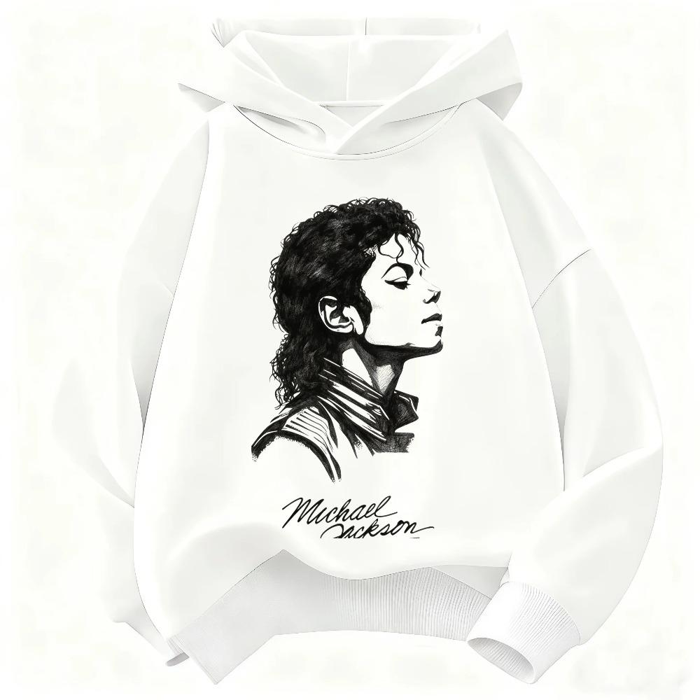 New Michael Jackson Style Printed Hoodie Men Women Vintage Pop Music King Graphic Pullover Casual Fashion Loose Sweatshirt