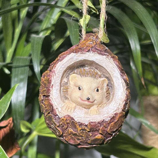Little Hedgehog Ornament Cartoon Design Resin Craft Garden Statue Outdoor Indoor Balcony Flower Bed Patio Decoration