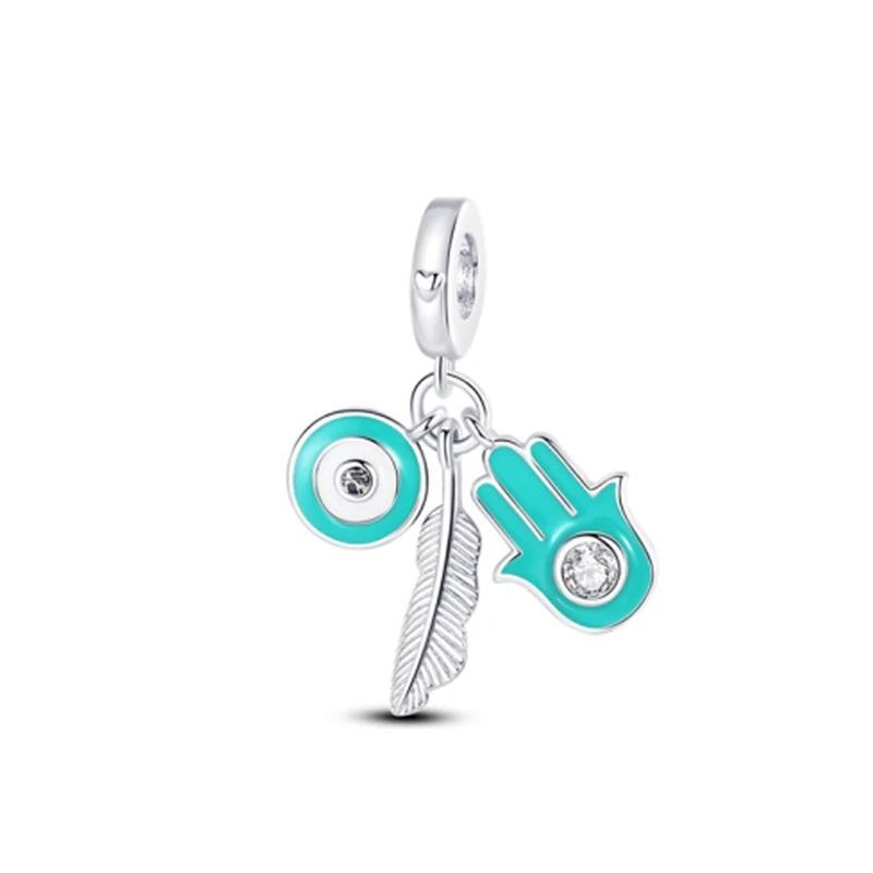 925 Silver Eye of Greece Devil Pendant Charm Bead for DIY Women Jewelry Bracelet Necklace