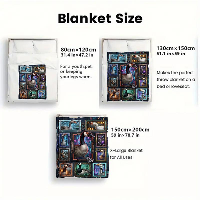 Cybernetic Goose Collection 2D Flat Pattern Flannel Blanket, High Quality All Seasons, Home Decor, Warmth and Comfort, Perfect for Christmas Gifts.