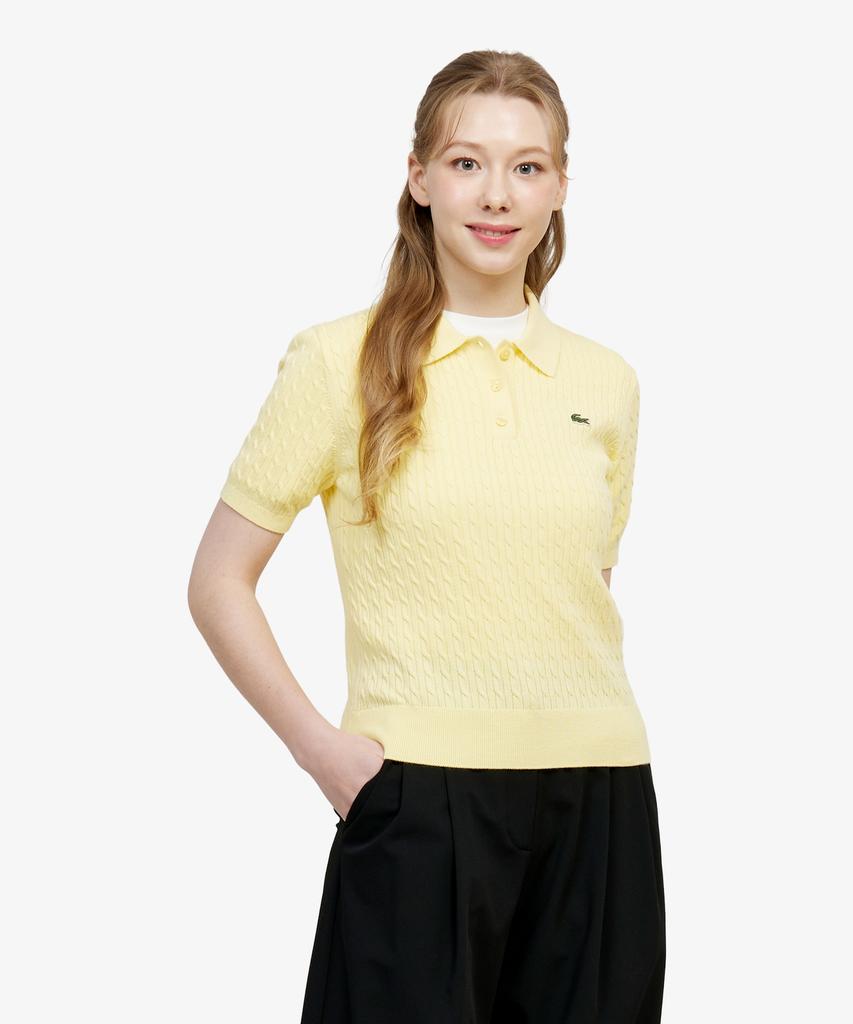 LACOSTE Women'S Cable Sweater Polo Shirt Pf607E-56G 107