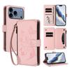 Butterfly Love Flower Multi-card Zipper Wallet Leather Phone Case