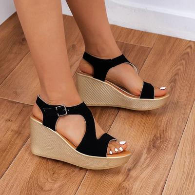 Neue modische Damen-Keilsandalen in großen Größen 2024 Sommer Neue römische Sandalen im koreanischen Stil Muffin High Heels Damensandalen