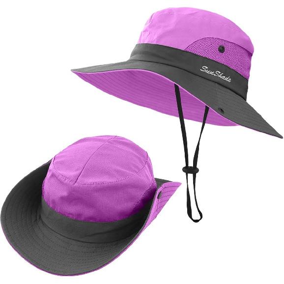 3 Pieces Womens Ponytail Wide Brim Sun Hat Packable UV Protection Beach Cap for Fishing & Hiking
