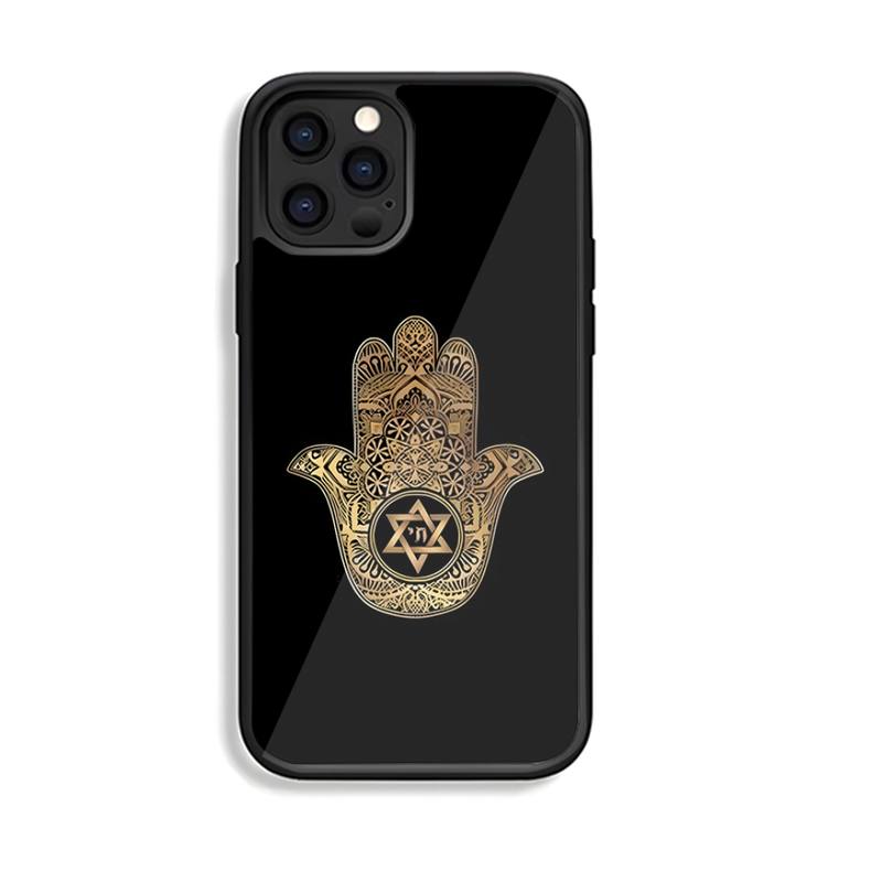 Hamsa Hand of Fatim Phone Case Silicone PC+TPU for Iphone 6S 7 8 Plus X Xs Max XR 11 12 13 Mini Pro Shockproof Hard Cover Shell