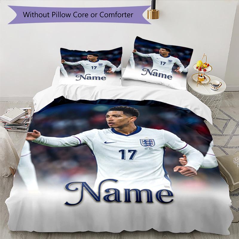 Messi Custom Name Football Jersey Personalized Name Bedding Set,Soft Touch Bed Linen for Kids Bedroom Decor,Perfect Holiday Gift,Machine Washable Duve