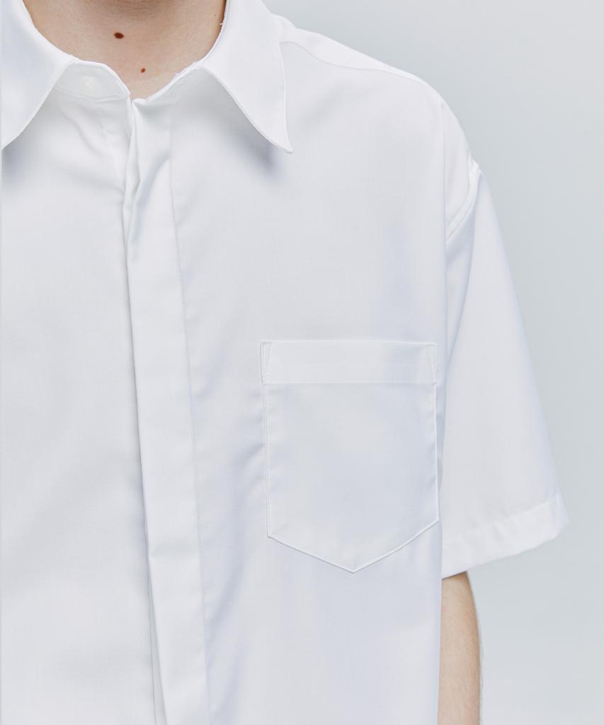SSY [Slim Tie Set] Fine Twill Tip Half Shirt White
