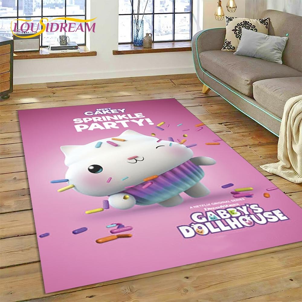 Cartoon Cute Gabbys Dollhouse Girl Rug Carpet for Living Room Bedroom Home Decor,Non-slip Decoration for Sofa Doormat Gifts Kid