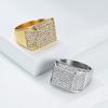 Hiphop Stainless Steel Shinny Zircon Ring for Men Gold Plated Jewelry