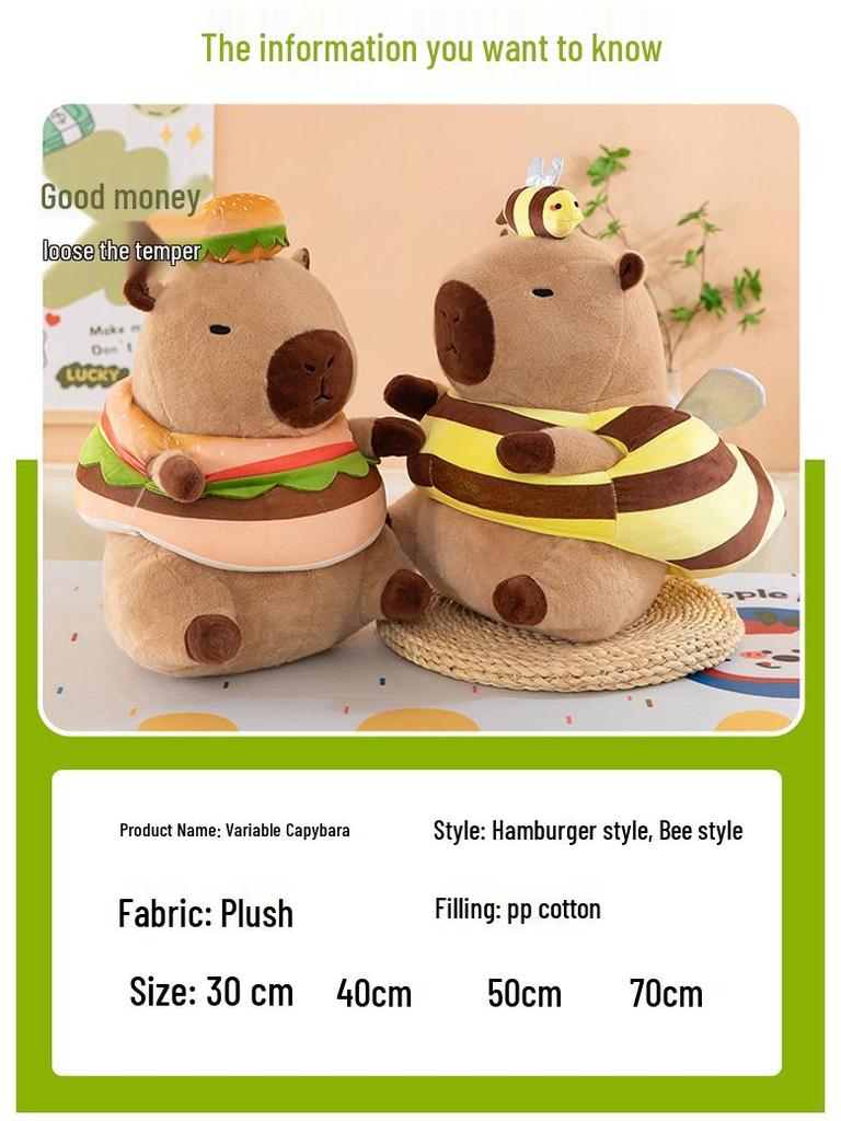 Cute & Funny Capybara Plush Toy with Removable Clothes