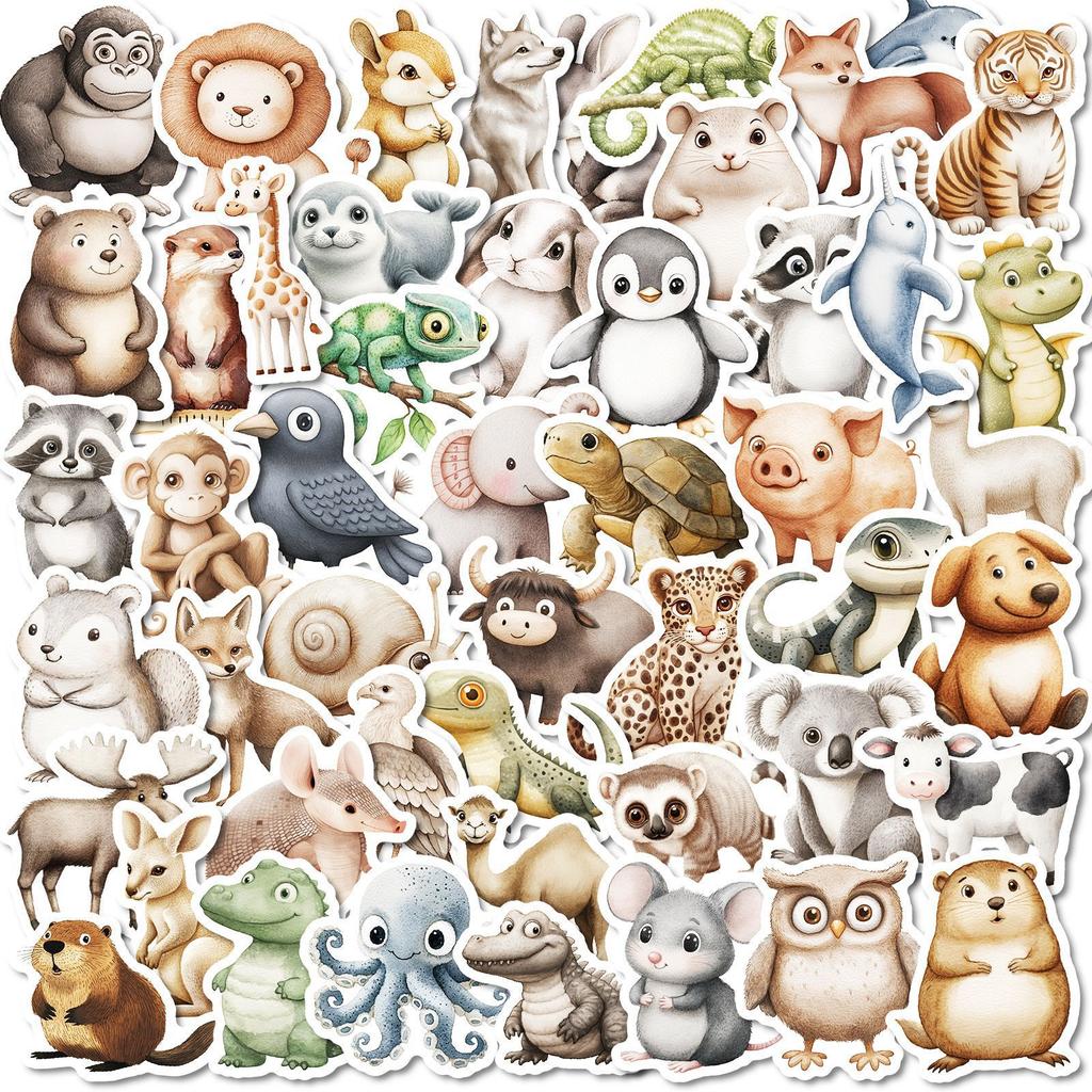 50 Adesivos 3D de Animais Pequenos Sem Repetição Koala Pinguim DIY Decorativo para Laptop Adesivos de Papel DIY