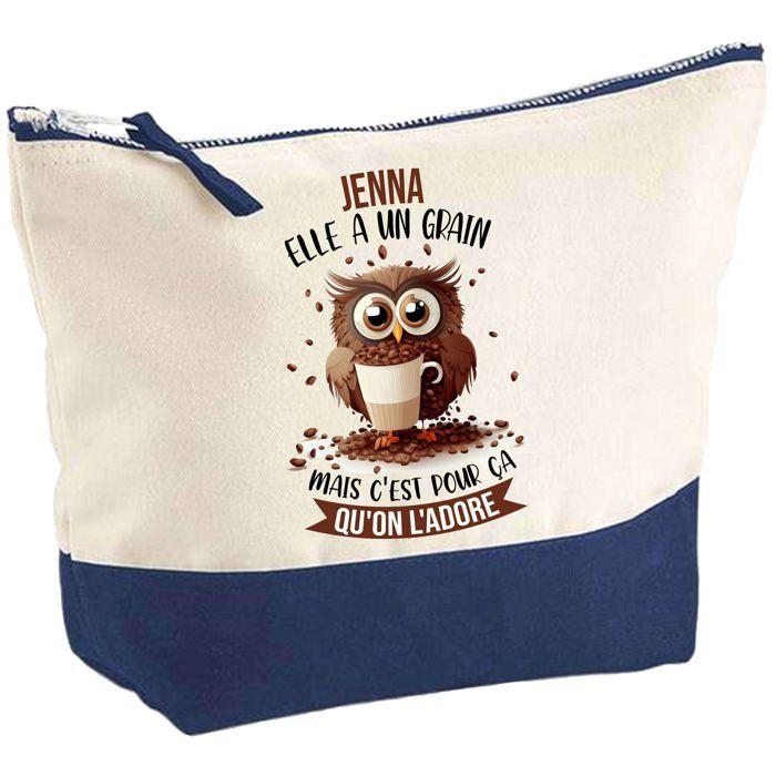 Trousse de maquillage - PLANETEE - Jenna Chouette Grain - Grand format - Coton - Impression HD