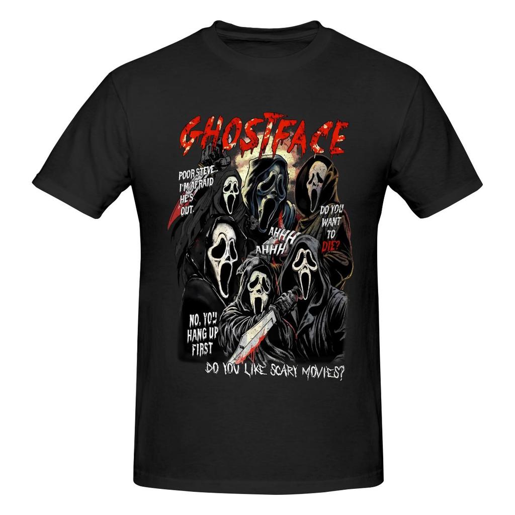 Funny Classic Ghostface Retro Horror Aesthetic Nostalgic Unisexs Tshirt Printed Tops Are Loose and Slim Fit Womens Tshirts