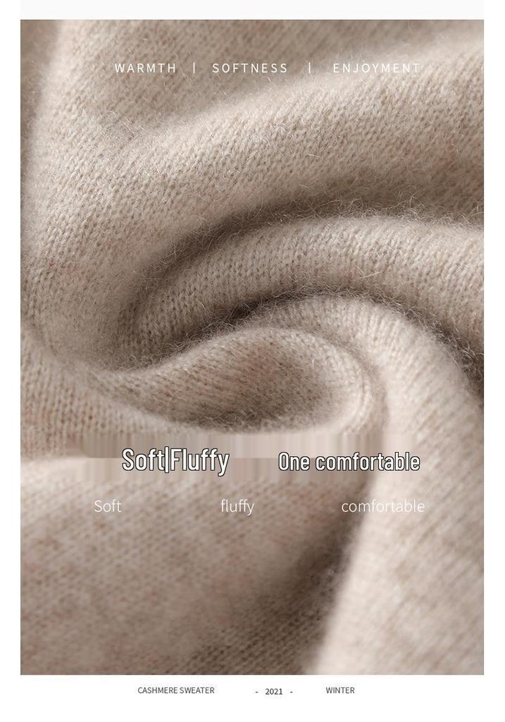 Women's Loose Fit Cashmere Half-High Collar Sweater - Versatile Warm Knit Top for Autumn and Winter