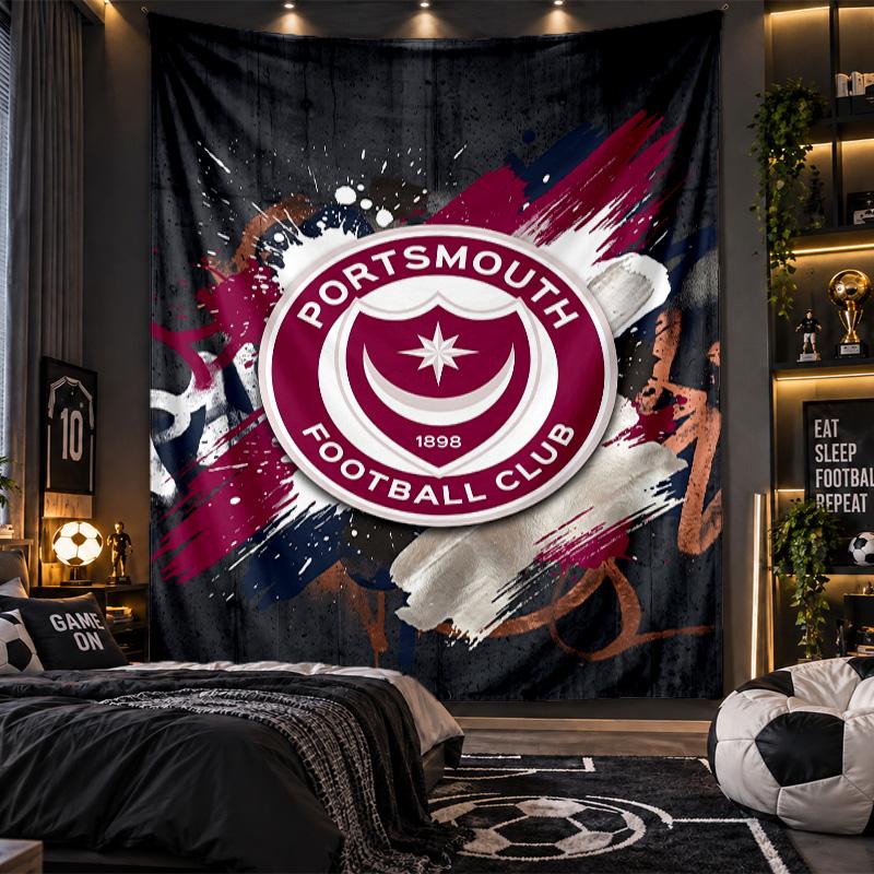 Wall Hanging Tapestry Portsmouth FC Print Cloth for Living Room Bedroom Home Decor