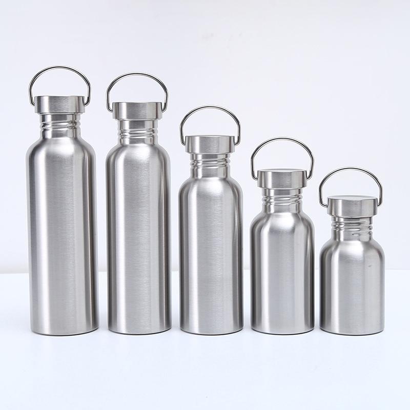 350/500/600/750/1000ml Edelstahl Fahrrad Wasserflasche Fitness Einwandige Wasserflasche Auslaufsicher Tragbarer Sportkessel