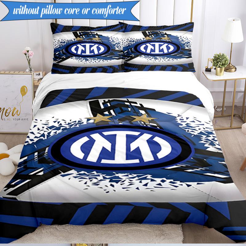 3 PEZZI F.C. Set Biancheria da Letto Morbido Stampato Internazionale Milano, Include 1 Federa per Piumone e 2 Federe per Cuscino, Perfetto per Camera da Letto, Dormitorio, Regalo per Fan