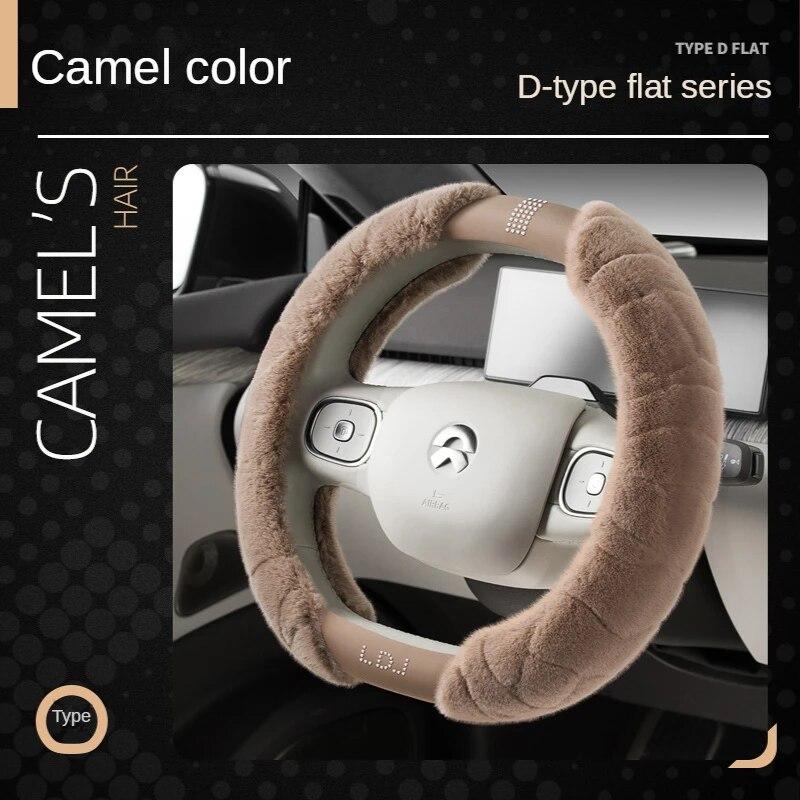 Luxury Plush Steering Wheel Cover Diamond Universal 15 Inch Handle Cover Winter M Fur Car Steering Cover Fashion D Shape Ring