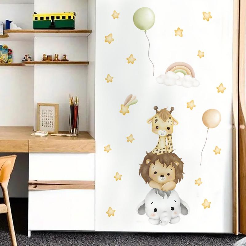 Tecknade Djur Dörrstickers för Barnrum Sovrum Dörrdekoration, Söta Självhäftande Dörrstickers