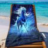 Blue Horse Starry Sky Print Beach Towel Polyester Soft Quick Dry Large Bath Towel Summer Swimming Pool Surfing Blanket