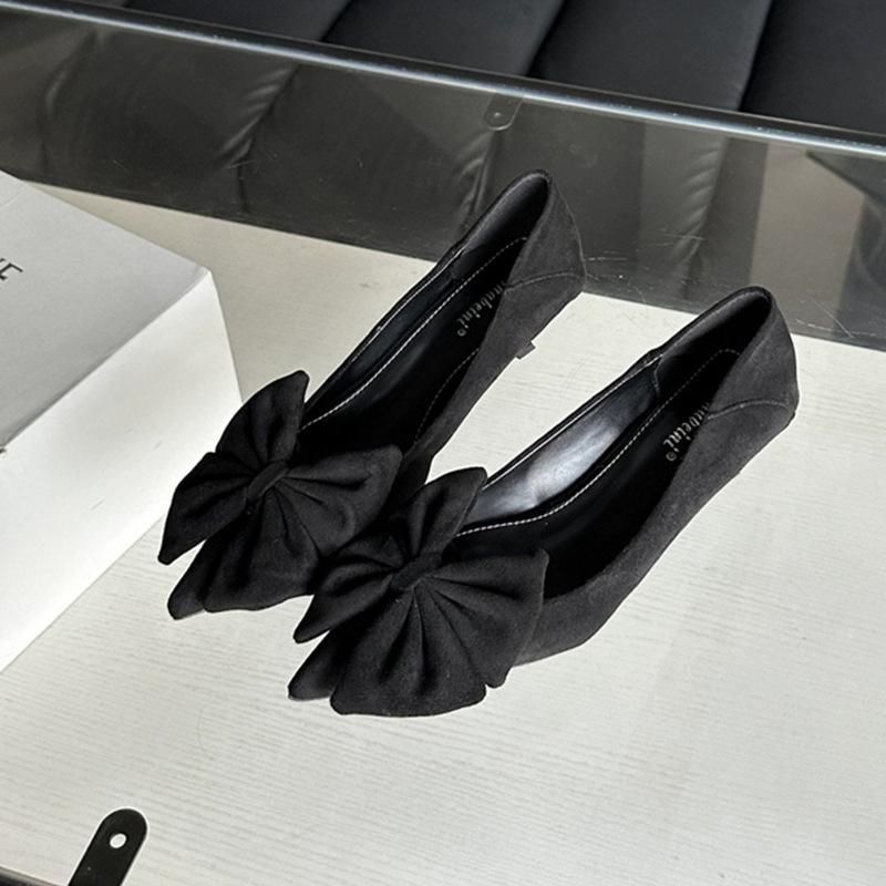 

женская обувь новый темперамент высокие каблуки свадебная обувь бант весна легкий рот тонкий каблук острый носок одинарная обувь женская замша 39 чёрный