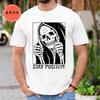 Funny Skull Stay Positive Skeleton Halloween Motivational T-Shirt Clothing Men Women Street Oversized T Shirt Hip Hop Streetwear