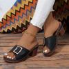 Large Size Thick Heel Slippers Women's Summer 2025 New TEUM Explosion Belt Buckle Light Sandals Women