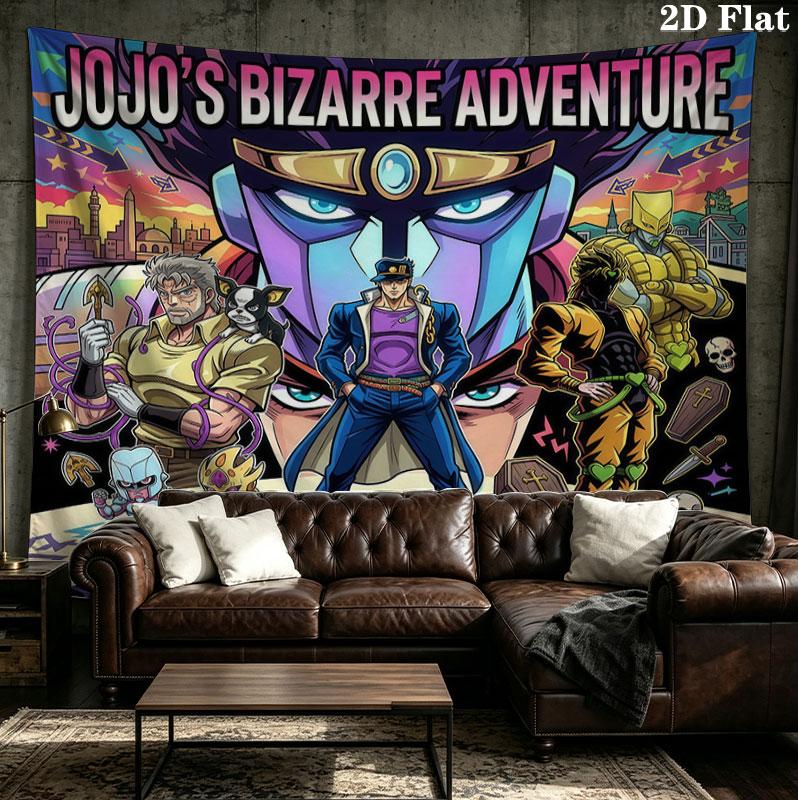 Jojos Bizarre Adventure Wall Tapestry Aesthetic Wall Hanging Printed Fabric Blanket Decorative Tapestries For Bedroom Living Room Home Decor