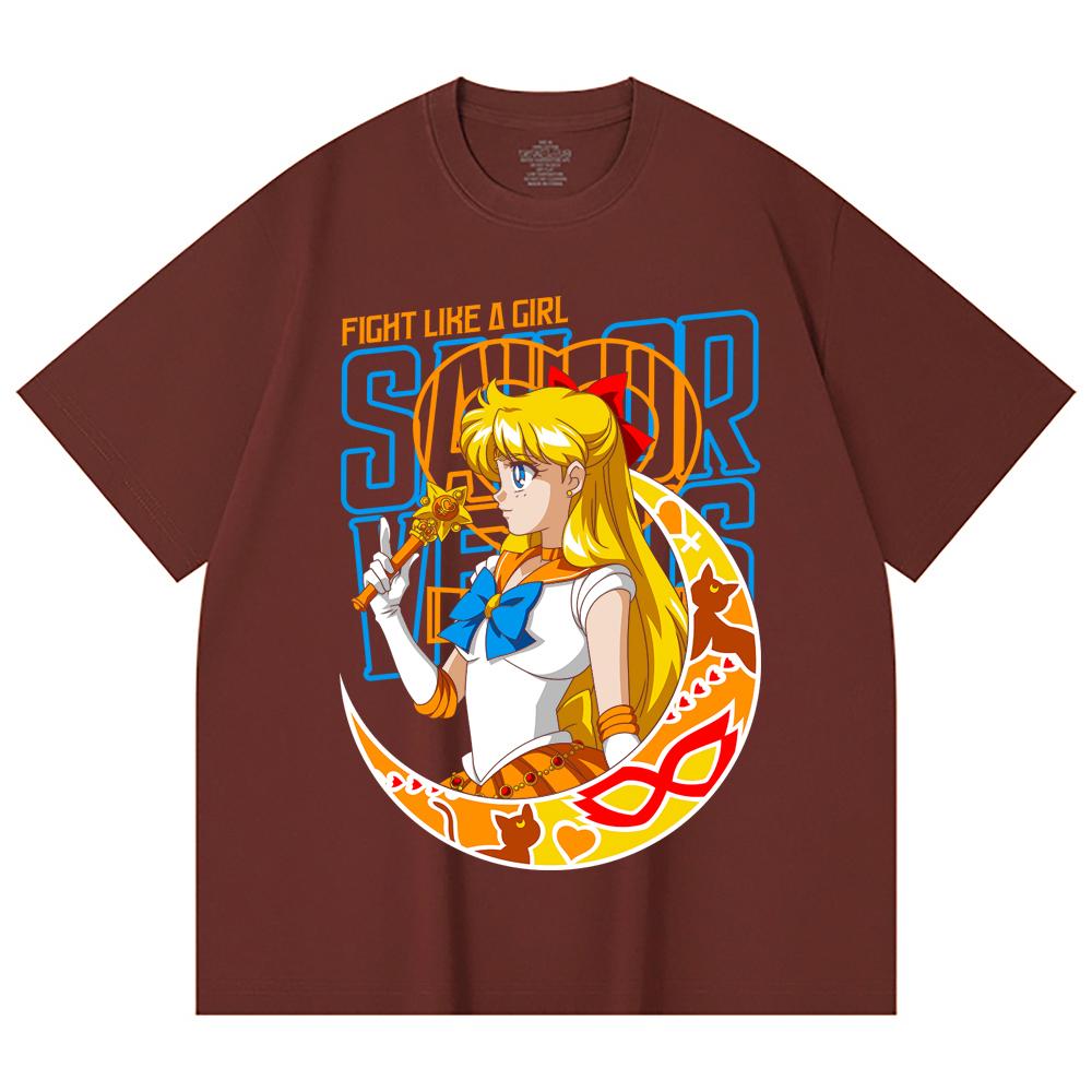 230 Gsm 100% Cotton Sailor Moon V5 Venus Print Unisex Heavy Cotton T Shirt