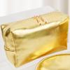Gold Textured Portable Travel Cosmetic & Wash Bag Set (3-Pack)